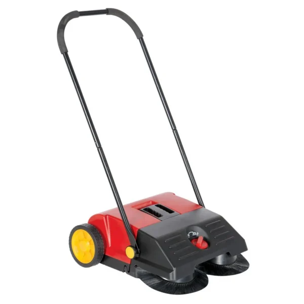 Plastic/Steel Small Gear Driven Manual Brush Sweeper 6 Gallon Capacity Red/Black