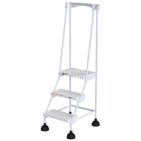 Steel Commercial Spring Loaded Ladders 58 Degree 3 Perforated 16 In. Step Width 300 Lb. Capacity White