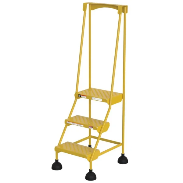 Steel Commercial Spring Loaded Ladders 58 Degree 3 Perforated 16 In. Step Width 300 Lb. Capacity Yellow