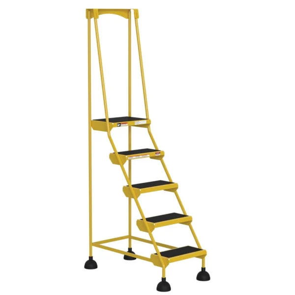 Steel Commercial Spring Loaded Ladders 58 Degree 5 Serrated 16 In. Step Width 500 Lb. Capacity Yellow