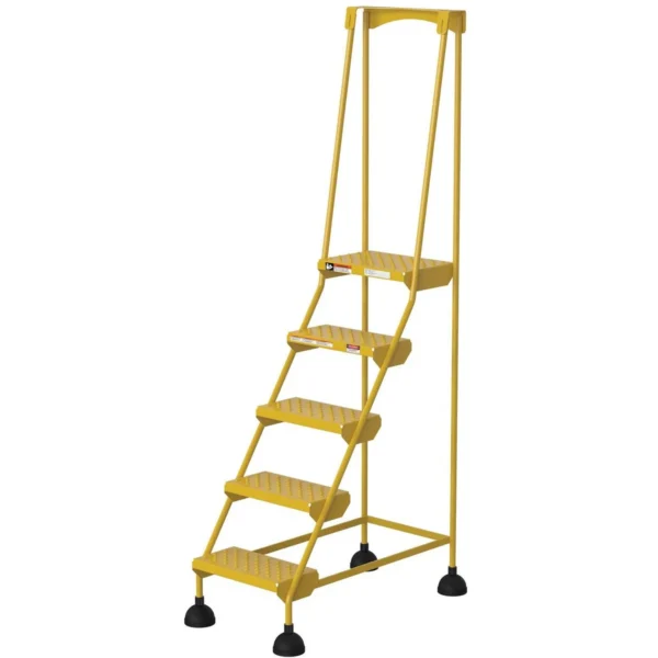 Steel Commercial Spring Loaded Ladders 58 Degree 5 Perforated 16 In. Step Width 500 Lb. Capacity Yellow