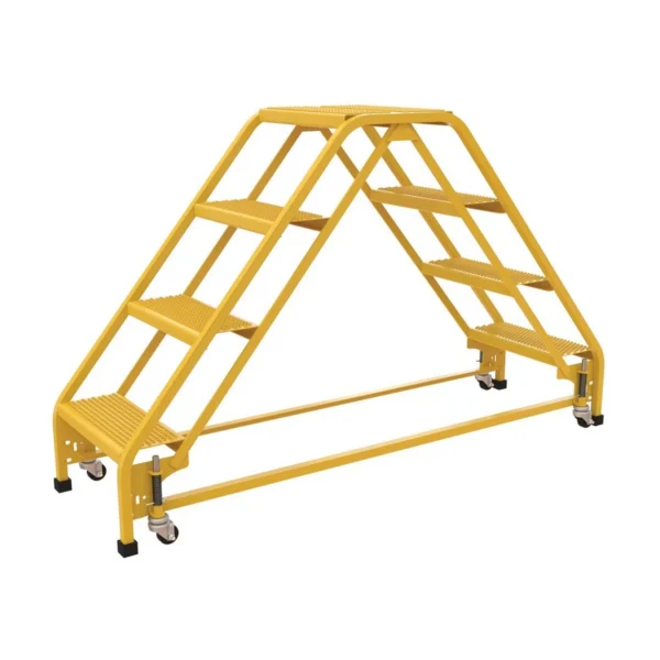 Steel Double Sided Step Ladder 4 Perforated 16-13/16 In. Step Width 350 Lb. Capacity Yellow