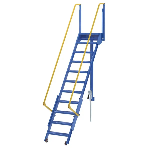 Steel Folding Mezzanine Ladder 108 In. Mezzanine Height 24-1/4 In. Step Width 350 Lb. Capacity Blue