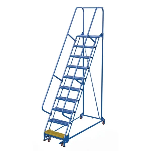 Steel Standard Slope Ladder 58 Degree 10 Grip Strut 23-9/16 In. Step 350 Lb. Capacity Blue