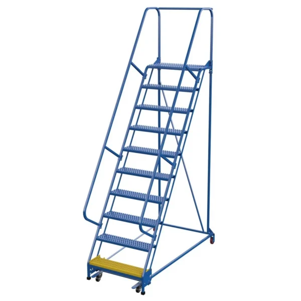 Steel Standard Slope Ladder 58 Degree 10 Grip Strut 30-1/4 In. Step Width 350 Lb. Capacity Blue