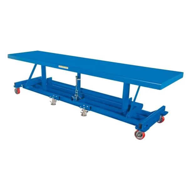 Steel Ergonomic Long Deck Cart 120 In. x 30-1/4 In. x 31 In. 2,000 Lb. Capacity Blue