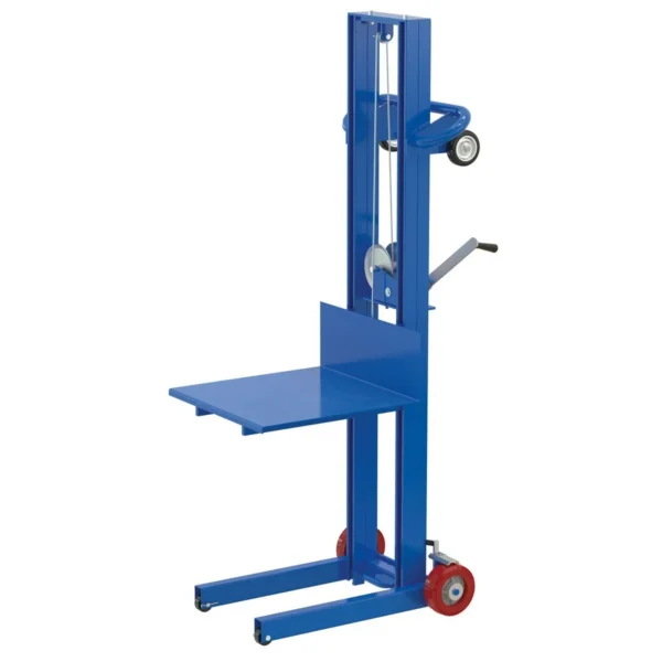 Steel Lite Load Lift With Winch, Fixed Wheels and Wheel Lock 20 In. x 20 In. Platform 400 Lb. Capacity Blue