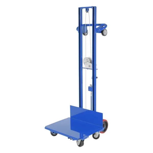 Steel Lite Load Lift With Winch, Swivel Casters and Manual Floor Lock 24 In. x 20 In. Platform 400 Lb. Capacity Blue