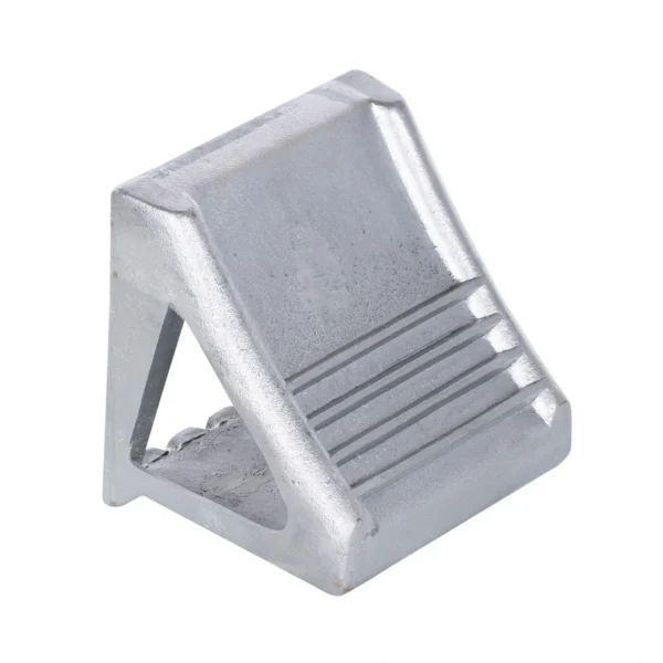 Cast Steel Wheel Chock 8-1/4 In. x 8-9/16 In. x 7-1/8 In. Silver