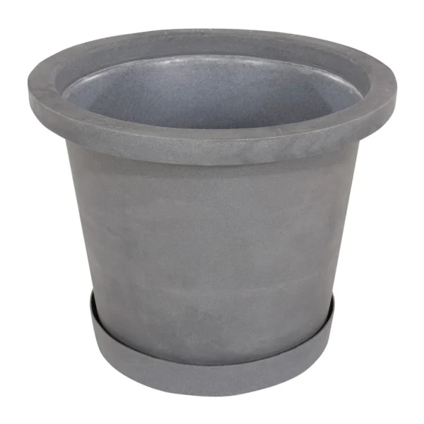 Plastic Industrial Planter 36-1/4 In. x 36-1/4 In. x 29-5/8 In. 65 Gallon 800 Lb. Capacity Granite Gray