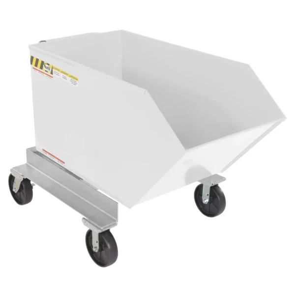 Steel Portable Tilting Hopper 1/2 Cubic Yard 2,000 Lb. Capacity White