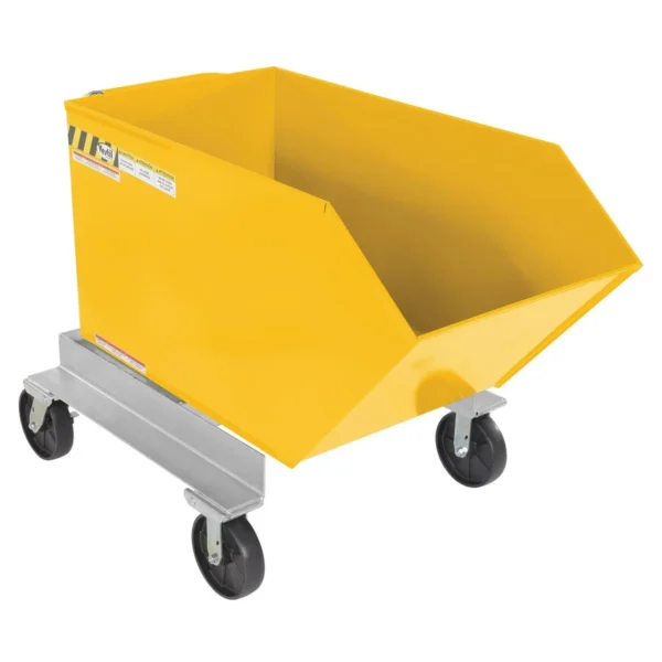 Steel Portable Tilting Hopper 1/2 Cubic Yard 2,000 Lb. Capacity Yellow