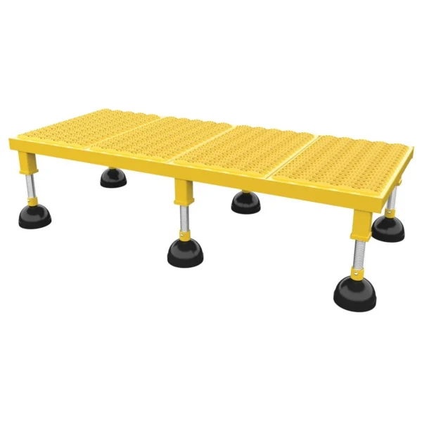 Steel Portable Adjustable Height Worker Stand Low Serrated 47-11/16 In. x 21-3/4 In. x 8-3/4 In. 500 Lb. Capacity Yellow