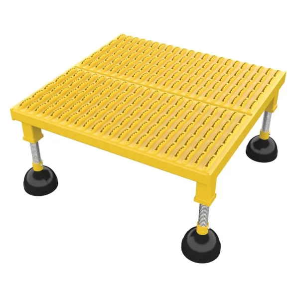 Steel Portable Adjustable Height Worker Stand Low Serrated 26-1/4 In. x 24-3/16 In. x 8-3/4 In. 500 Lb. Capacity Yellow