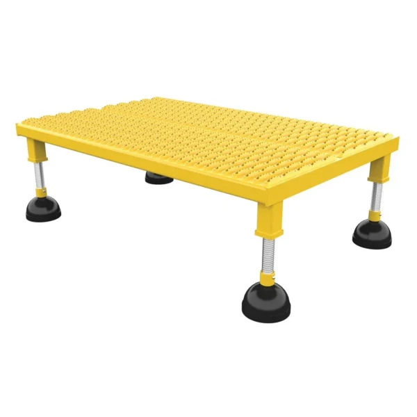 Steel Portable Adjustable Height Worker Stand Low Serrated 38-5/8 In. x 24-3/16 In. x 8-3/4 In. 500 Lb. Capacity Yellow