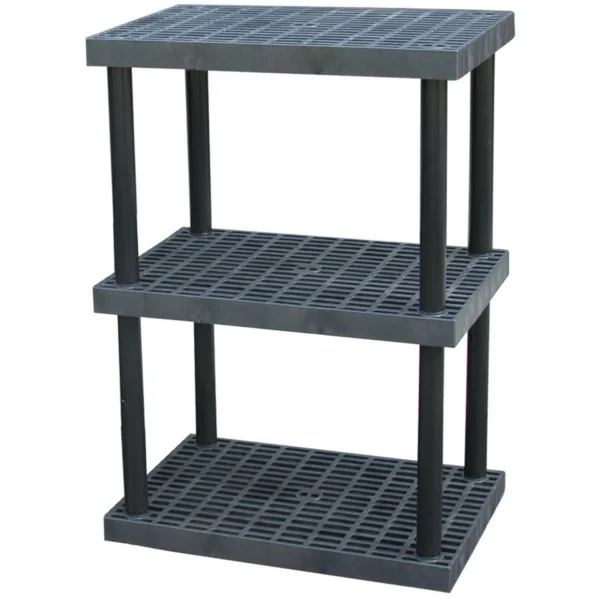 Plastic Bulk Shelf and Storage 3 Shelves 24 In. x 36 In. x 51 In. 750 Lb. Capacity Black