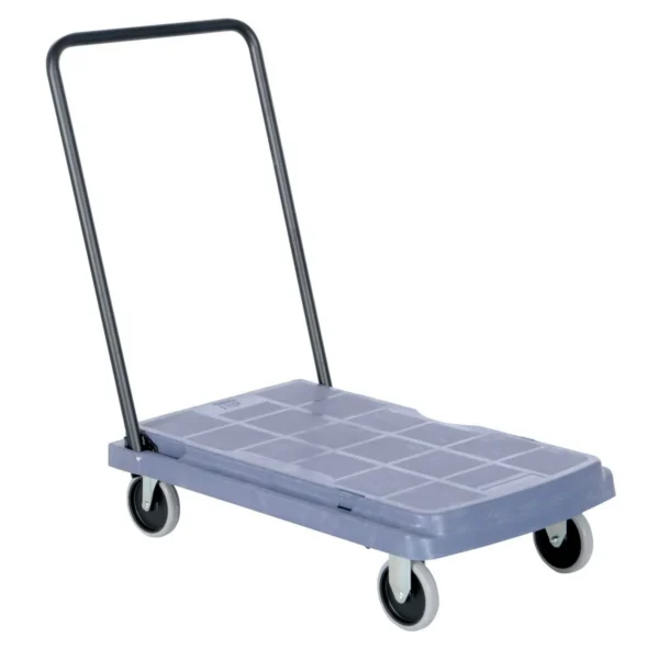 High Density Polyethylene Platform Truck Standard Fold Down Handle 31-1/2 In. x 20-1/2 In. x 11 In. 500 Lb. Capacity Gray