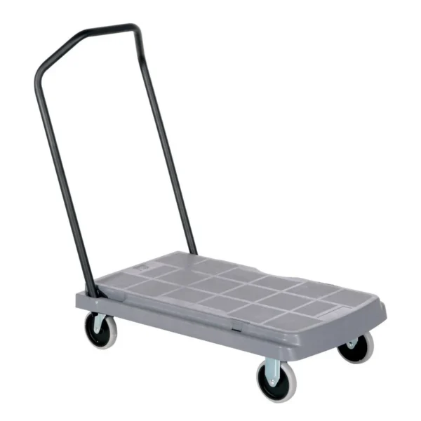 High Density Polyethylene Platform Truck Ergonomic Fold Down Handle 31-1/2 In. x 20-1/2 In. x 11 In. 500 Lb. Capacity Gray