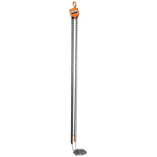 Professional Hand Chain Hoist 20 Ft. Lift Height 2,000 Lb. Capacity Orange