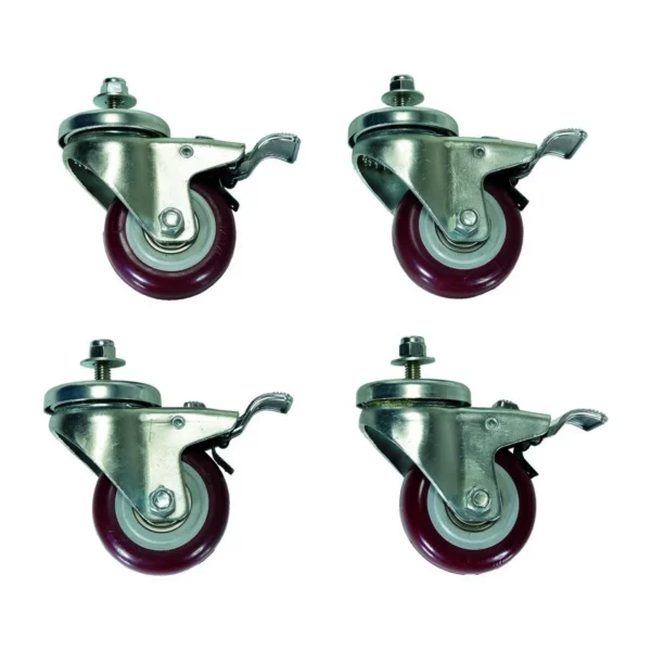 Polyurethane Pail Lid Closing Press Caster Kit 3 In. x 1-1/4 In. Red
