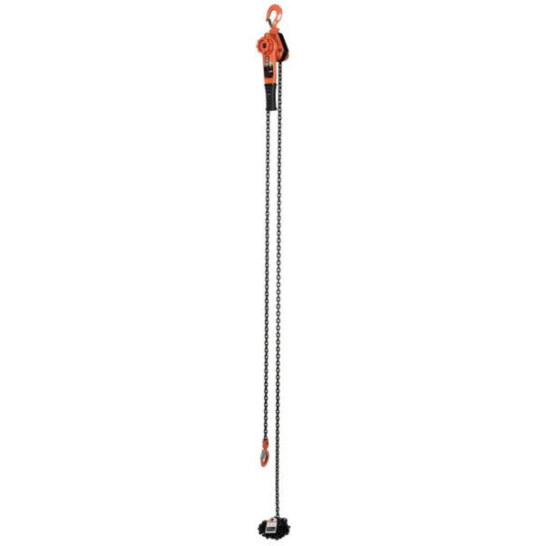 Steel Professional Lever Hoist 20 Ft. Lift Height 2,000 Lb. Capacity Orange