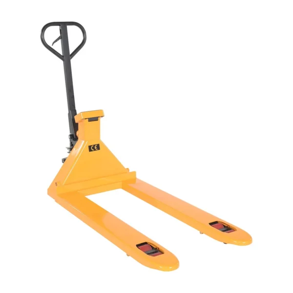 Steel Low Profile Economy Pallet Truck with Scale 67-1/2 In. x 27 In. x 47 In. 5000 Lb. Capacity Yellow