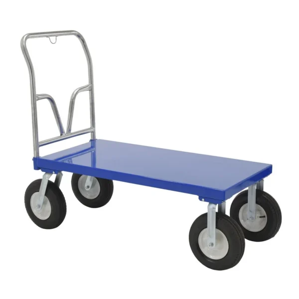Steel Pneumatic Tire Platform Cart 52-1/2 In. x 24 In. x 46-5/16 In. 1,500 Lb. Capacity Blue