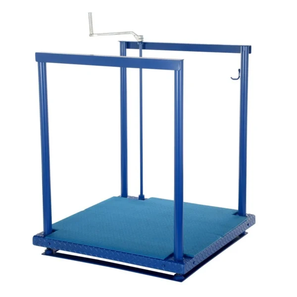 Steel Ergonomic Post-Crank Worker Platform With Mat 72 In. x 36 In. x 65-5/8 In. 500 Lb. Capacity Blue