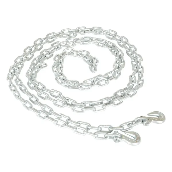 Steel Chain with Grab Hook 20 Ft. Length 1/4 In. Chain 6000 Lb. Pulling Capacity Silver