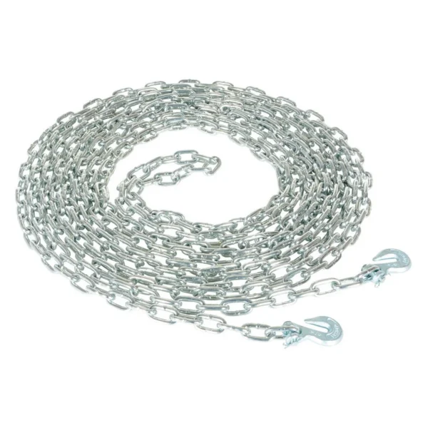 Steel Chain with Grab Hook 40 Ft. Length 1/4 In. Chain 6000 Lb. Pulling Capacity Silver