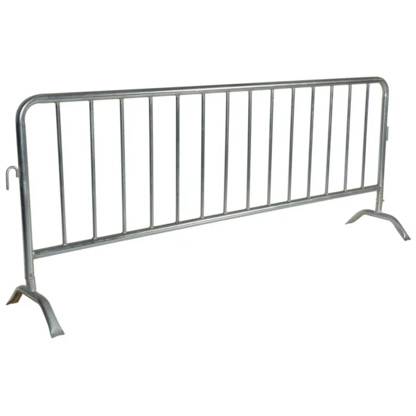 Steel Heavy Duty Crowd Control Interlocking Barrier with Curved Feet 101-3/4 In. Length Silver