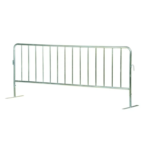 Steel Heavy Duty Crowd Control Interlocking Barrier with Flat Feet 101-3/4 In. Length Silver