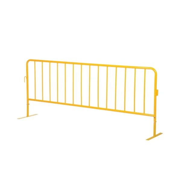 Steel Heavy Duty Crowd Control Interlocking Barrier with Flat Feet 101-3/4 In. Length Yellow