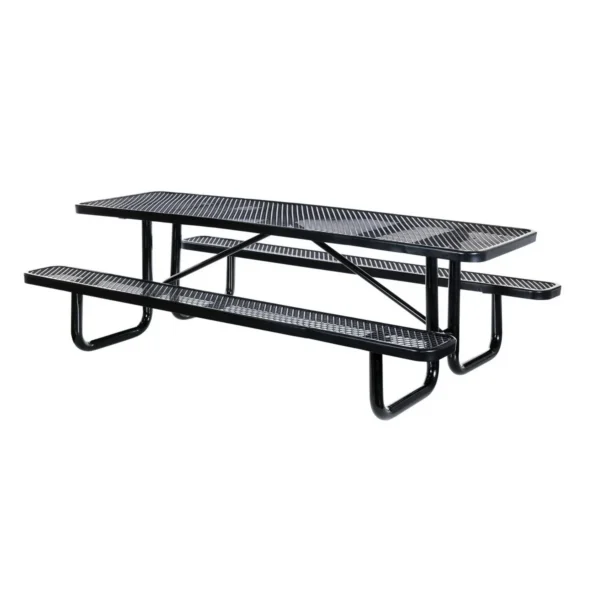 Steel Picnic Table Expanded Metal Rectangle Top 30 In. x 72 In. Black