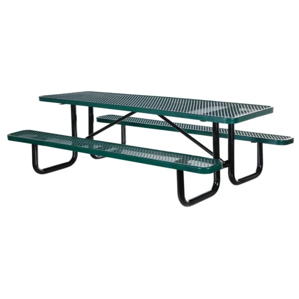 Steel Picnic Table Expanded Metal Rectangle Top 30 In. x 72 In. Green