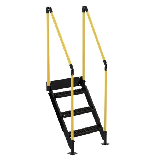 Steel Personnel Work Platform Stairs 3 Step 40 In. Tall Black/Yellow