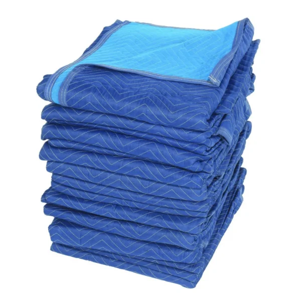 Polyester/Cotton Heavy Duty Quilted Moving Pads 80 In. x 72 In. x 1 In. 12 Pack Blue