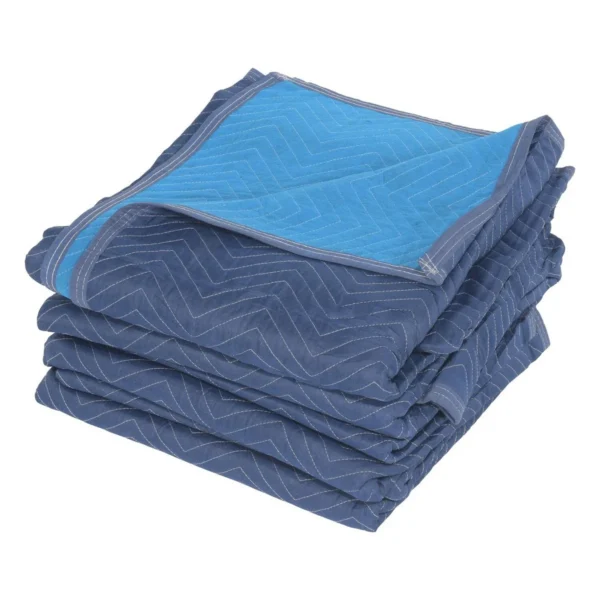 Polyester/Cotton Heavy Duty Quilted Moving Pads 80 In. x 72 In. x 1 In. 4 Pack Blue