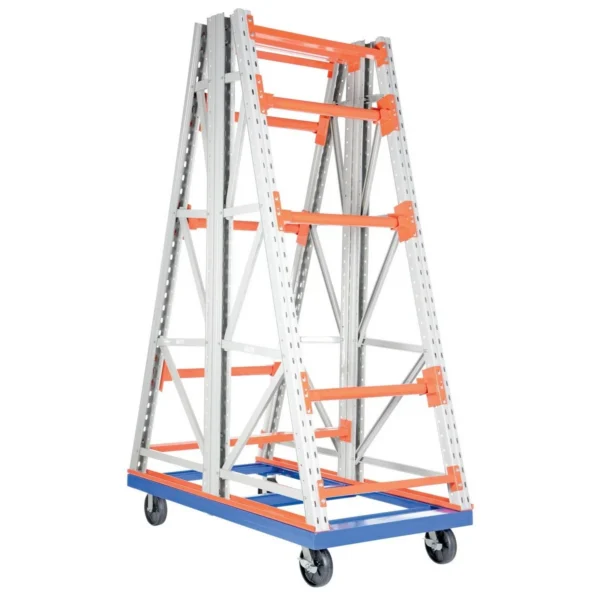 Steel Portable 2 Sided Reel Rack 72-1/2 In. x 40 In. x 108 In. 4000 Lb. Capacity White/Orange/Blue