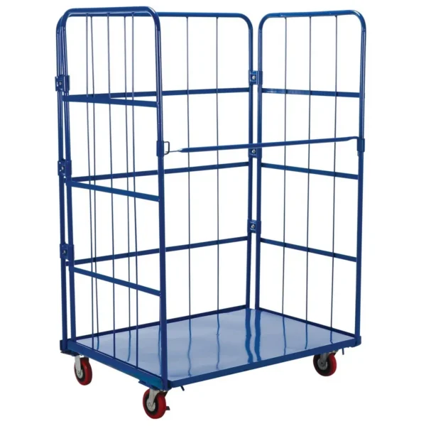 Steel Foldable/Nestable Roller Container 1 Shelf 31-1/4 In. x 43-5/8 In. x 65-1/2 In. 800 Lb. Capacity Blue