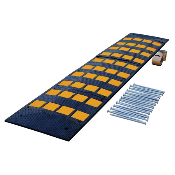 Rubber Speed Hump Asphalt Hardware 110-3/4 In. x 23-1/2 In. x 1-5/8 In. 40000 Lb. Capacity Black/Yellow