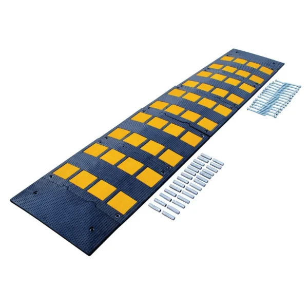 Rubber Speed Hump Concrete Hardware 110-3/4 In. x 23-1/2 In. x 1-5/8 In. 40000 Lb. Capacity Black/Yellow