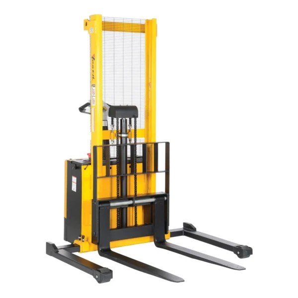 Steel Adjustable Powered Lift Stacker 62 In. Raised Height 2,000 Lb. Capacity Black/Yellow