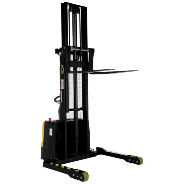 Steel Adjustable Double Mast Stacker 62 In. Raised Height 3,000 Lb. Capacity Black/Yellow