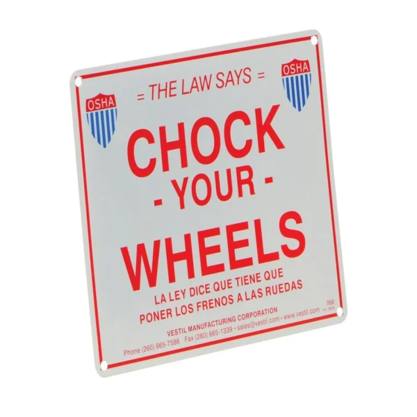 Aluminum Enamel Wheel Chock Sign 1/16 In. x 11-3/4 In. x 9-3/4 In. White