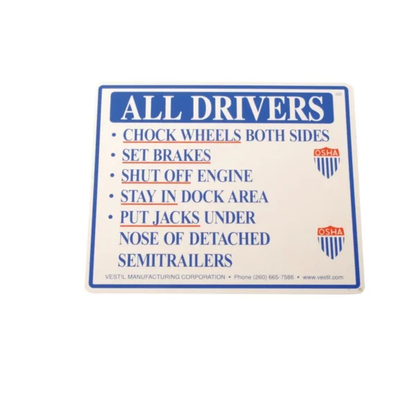 Aluminum Instruction Sign Driver Beware 1/8 In. x 11-3/4 In. x 9-3/4 In. White
