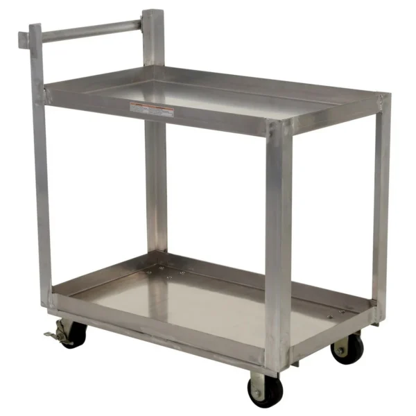 Aluminum Service Cart 2 Shelves 38-1/4 In. x 21-7/8 In. x 40-1/2 In. 660 Lb. Capacity Silver