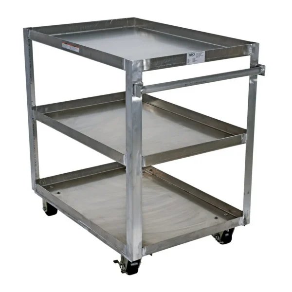 Aluminum Service Cart 3 Shelves 42-5/16 In. x 27-15/16 In. x 41-3/4 In. 660 Lb. Capacity Silver