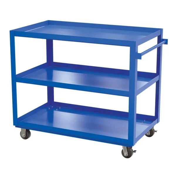 Steel Service Cart with 3 Shelves 50-1/4 In. x 27-7/8 In. x 41-11/16 In. 1,000 Lb. Capacity Blue