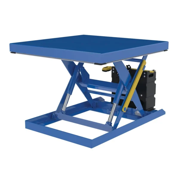 Steel Scissor Lift Table AC Power 55-3/8 In. x 42-3/8 In. x 32 In. 2,000 Lb. Capacity Blue